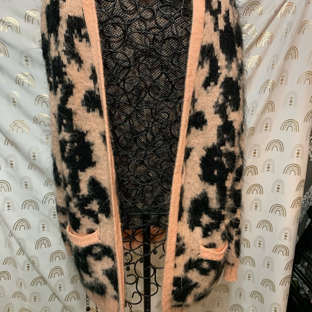 Forever 21 Black and Tan Floral Cardigan